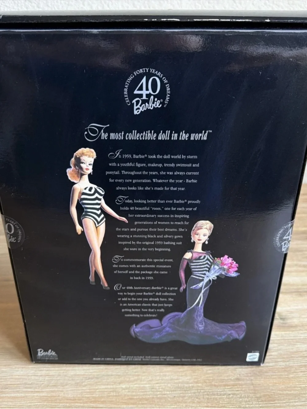 1999 40th Anniversary Barbie Doll Collector Edition Black Dress Roses #21384 NEW